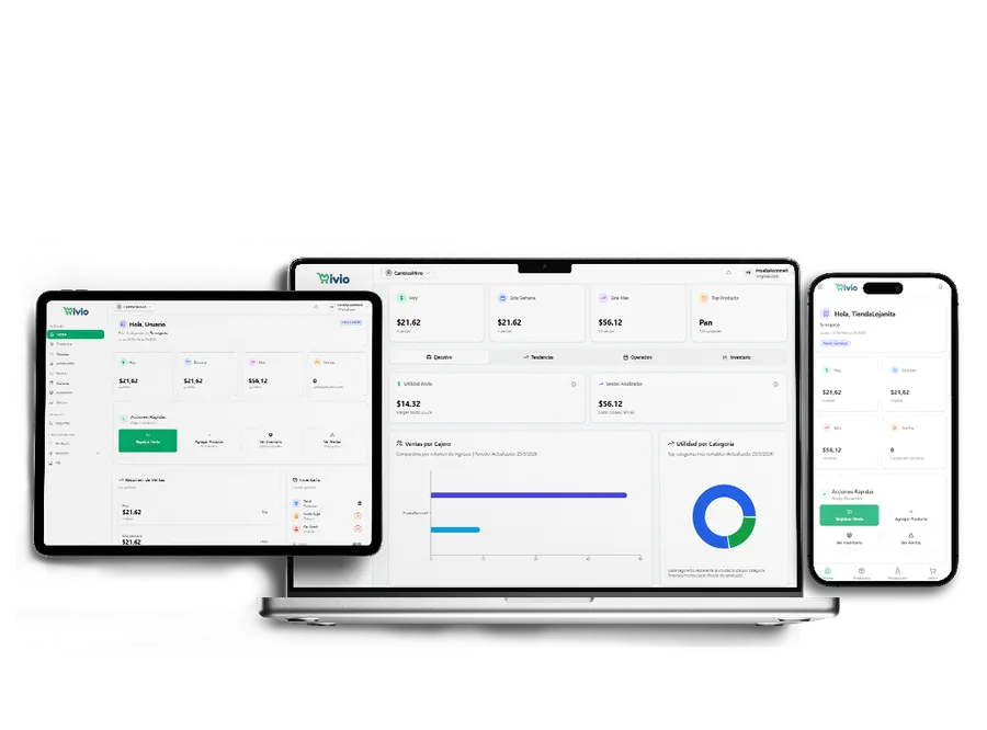 Dashboard de Mivio EC en tablet